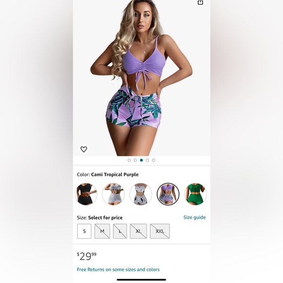 BOHO Tropical Print Drawstring Bikini Swimsuit *NEW* - Picture 6 of 6